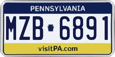 PA license plate MZB6891