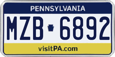 PA license plate MZB6892