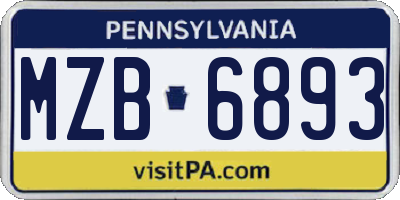PA license plate MZB6893