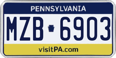 PA license plate MZB6903