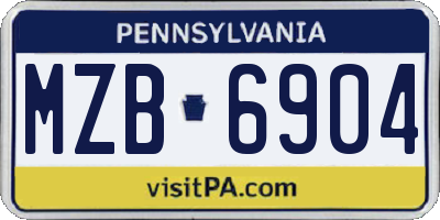 PA license plate MZB6904