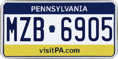PA license plate MZB6905