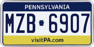 PA license plate MZB6907