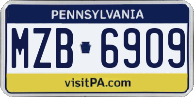 PA license plate MZB6909