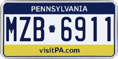 PA license plate MZB6911