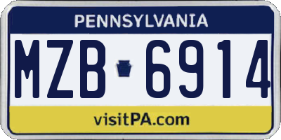 PA license plate MZB6914