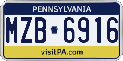 PA license plate MZB6916