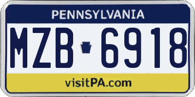 PA license plate MZB6918