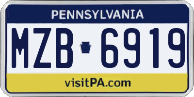 PA license plate MZB6919