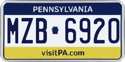 PA license plate MZB6920