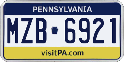 PA license plate MZB6921