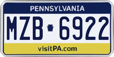 PA license plate MZB6922