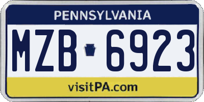 PA license plate MZB6923