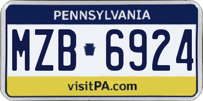 PA license plate MZB6924