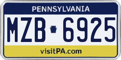 PA license plate MZB6925