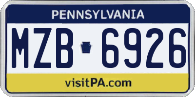 PA license plate MZB6926