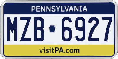 PA license plate MZB6927