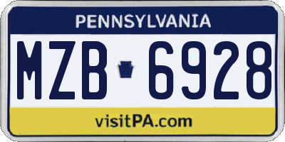PA license plate MZB6928