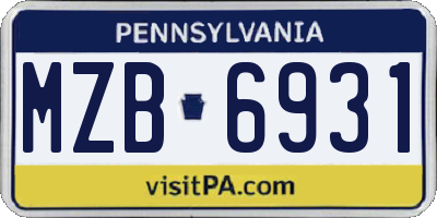 PA license plate MZB6931