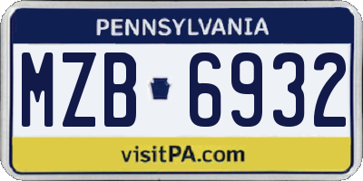 PA license plate MZB6932