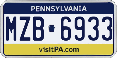 PA license plate MZB6933