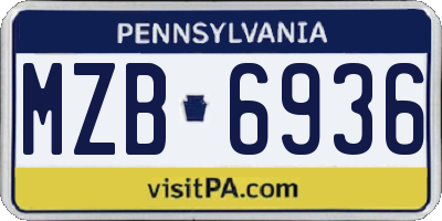 PA license plate MZB6936