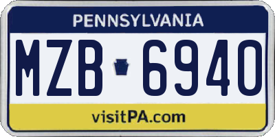PA license plate MZB6940