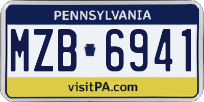 PA license plate MZB6941
