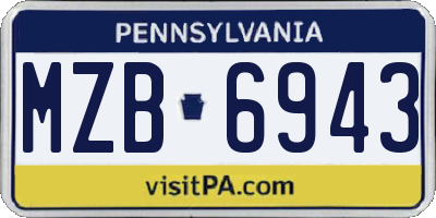 PA license plate MZB6943