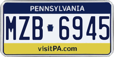 PA license plate MZB6945