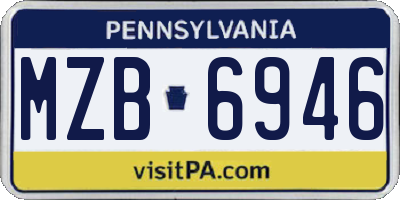 PA license plate MZB6946