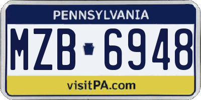 PA license plate MZB6948