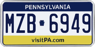 PA license plate MZB6949