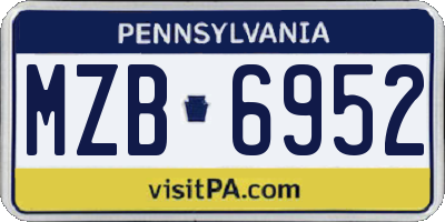 PA license plate MZB6952