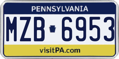 PA license plate MZB6953