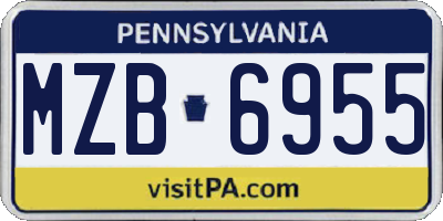 PA license plate MZB6955