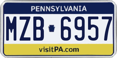 PA license plate MZB6957