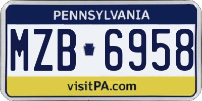 PA license plate MZB6958