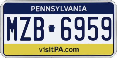 PA license plate MZB6959