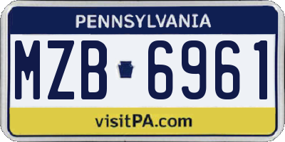 PA license plate MZB6961