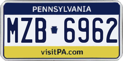 PA license plate MZB6962