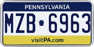 PA license plate MZB6963