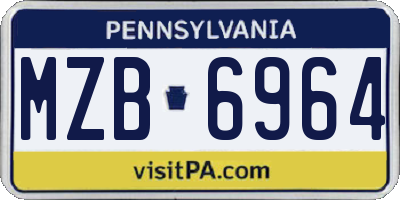 PA license plate MZB6964