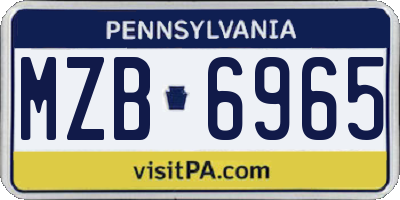 PA license plate MZB6965
