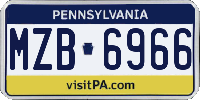 PA license plate MZB6966