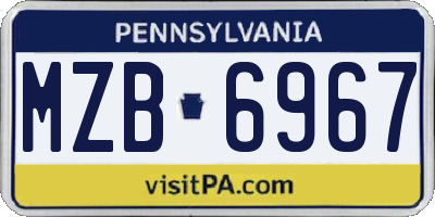 PA license plate MZB6967