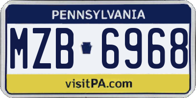 PA license plate MZB6968