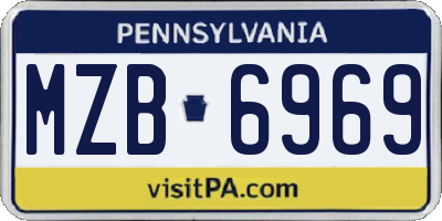 PA license plate MZB6969