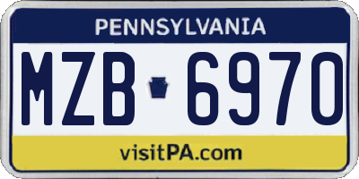 PA license plate MZB6970
