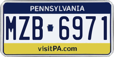 PA license plate MZB6971